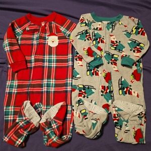 Child of Mine Red Plaid and Gray Santa Footies